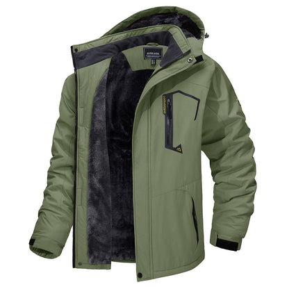 Men's Waterproof Fleece Lined Ski Jacket with Multiple Pockets