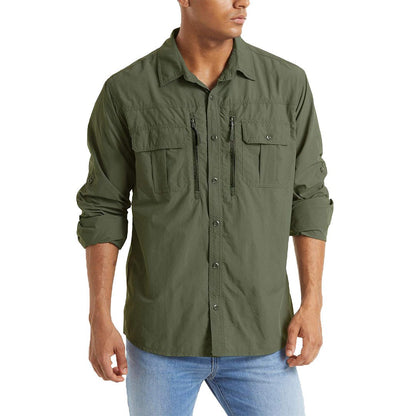 Men's Tactical Sun Protective Button-Down Long Sleeve Shirt