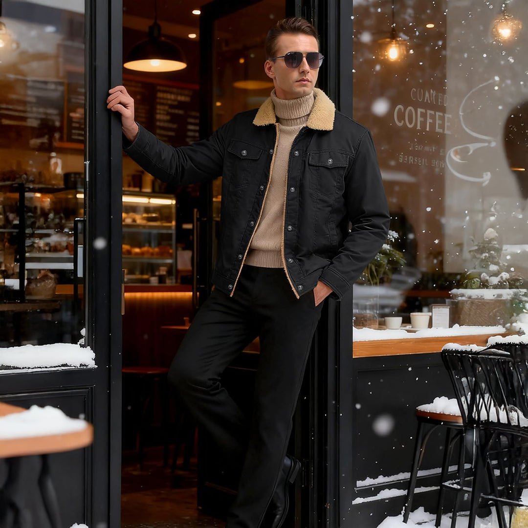 Men's Thick Thermal Sherpa Fleece Lined Cargo Jacket