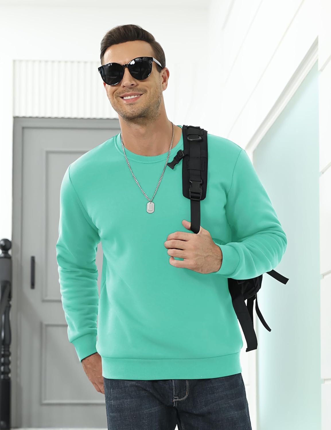 Men’s Sherpa Lined Sweatshirt Warm Heavyweight Fleece Pullover