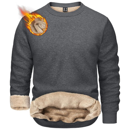 Men’s Sherpa Lined Sweatshirt Warm Heavyweight Fleece Pullover