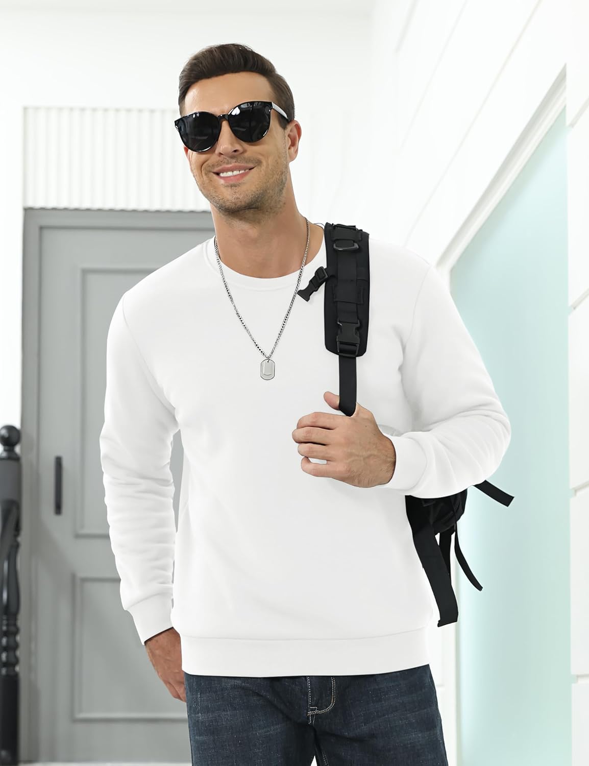 Men’s Sherpa Lined Sweatshirt Warm Heavyweight Fleece Pullover