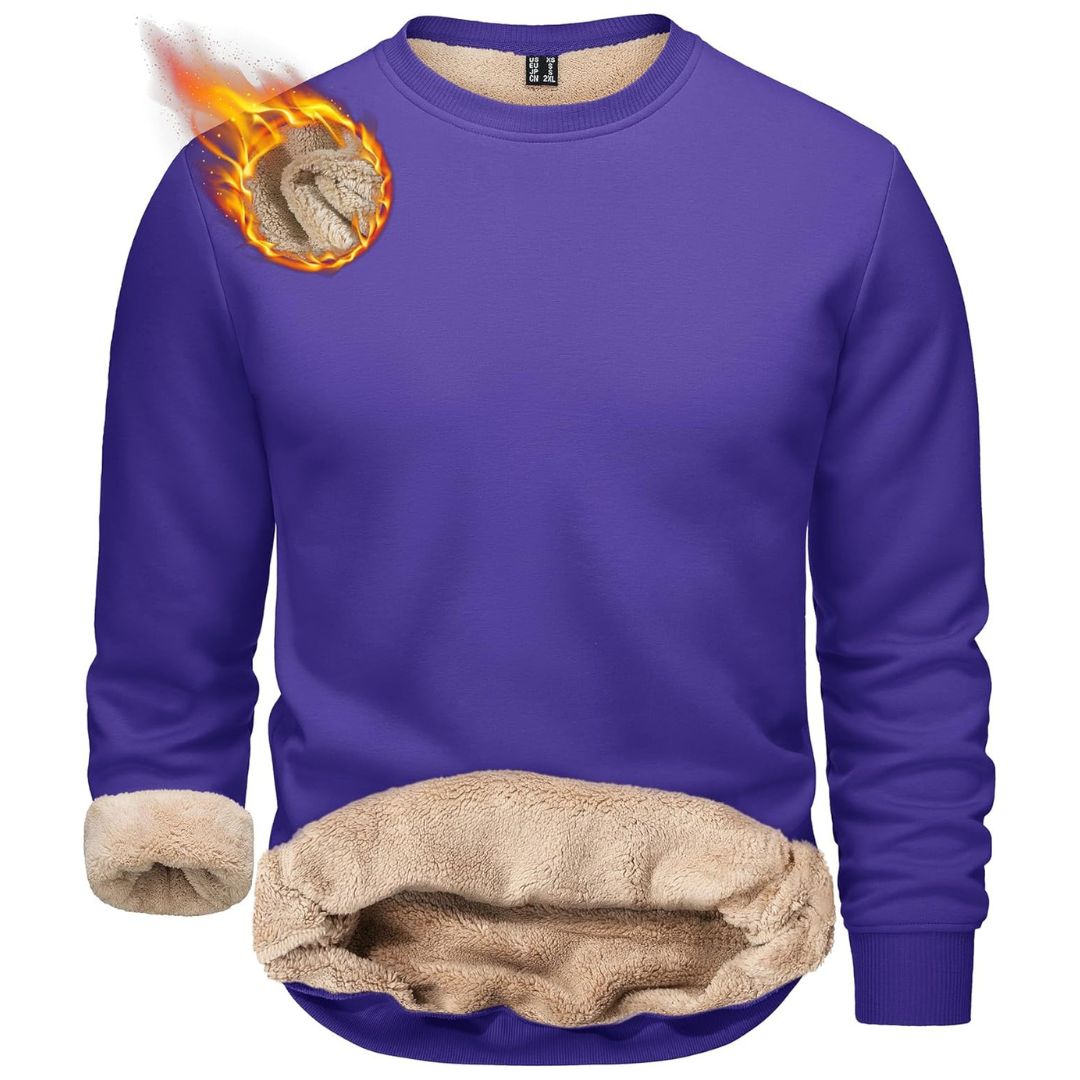 Men’s Sherpa Lined Sweatshirt Warm Heavyweight Fleece Pullover