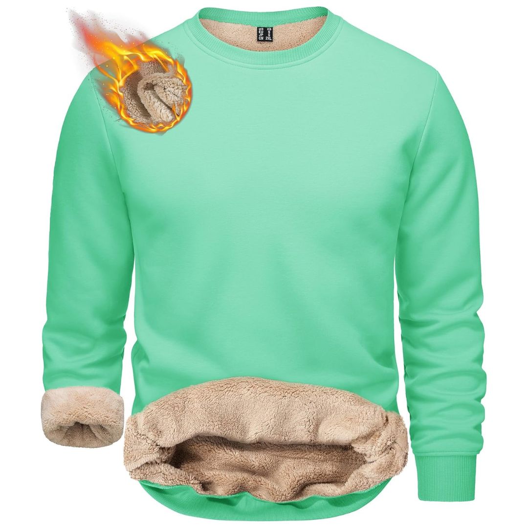 Men’s Sherpa Lined Sweatshirt Warm Heavyweight Fleece Pullover