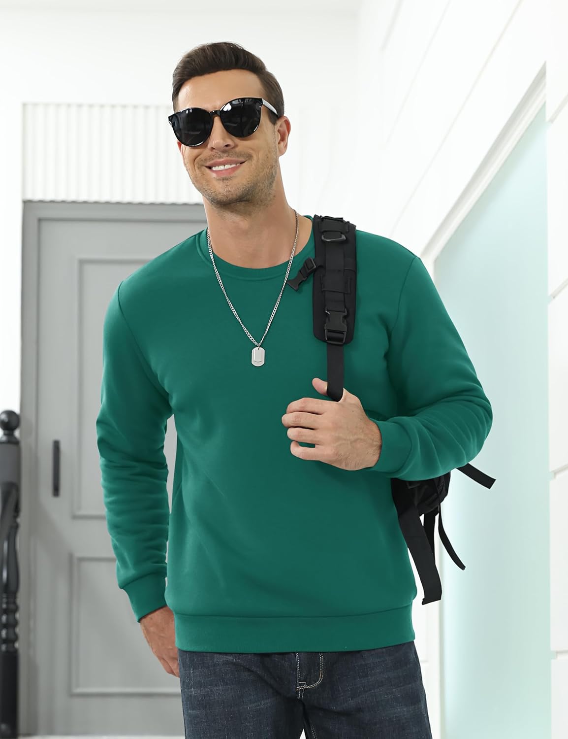Men’s Sherpa Lined Sweatshirt Warm Heavyweight Fleece Pullover