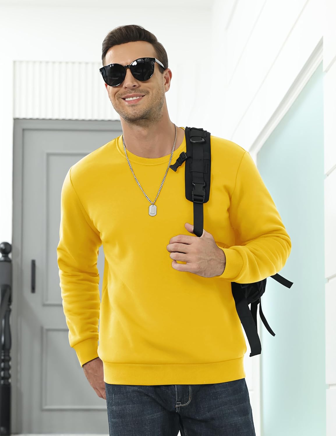 Men’s Sherpa Lined Sweatshirt Warm Heavyweight Fleece Pullover