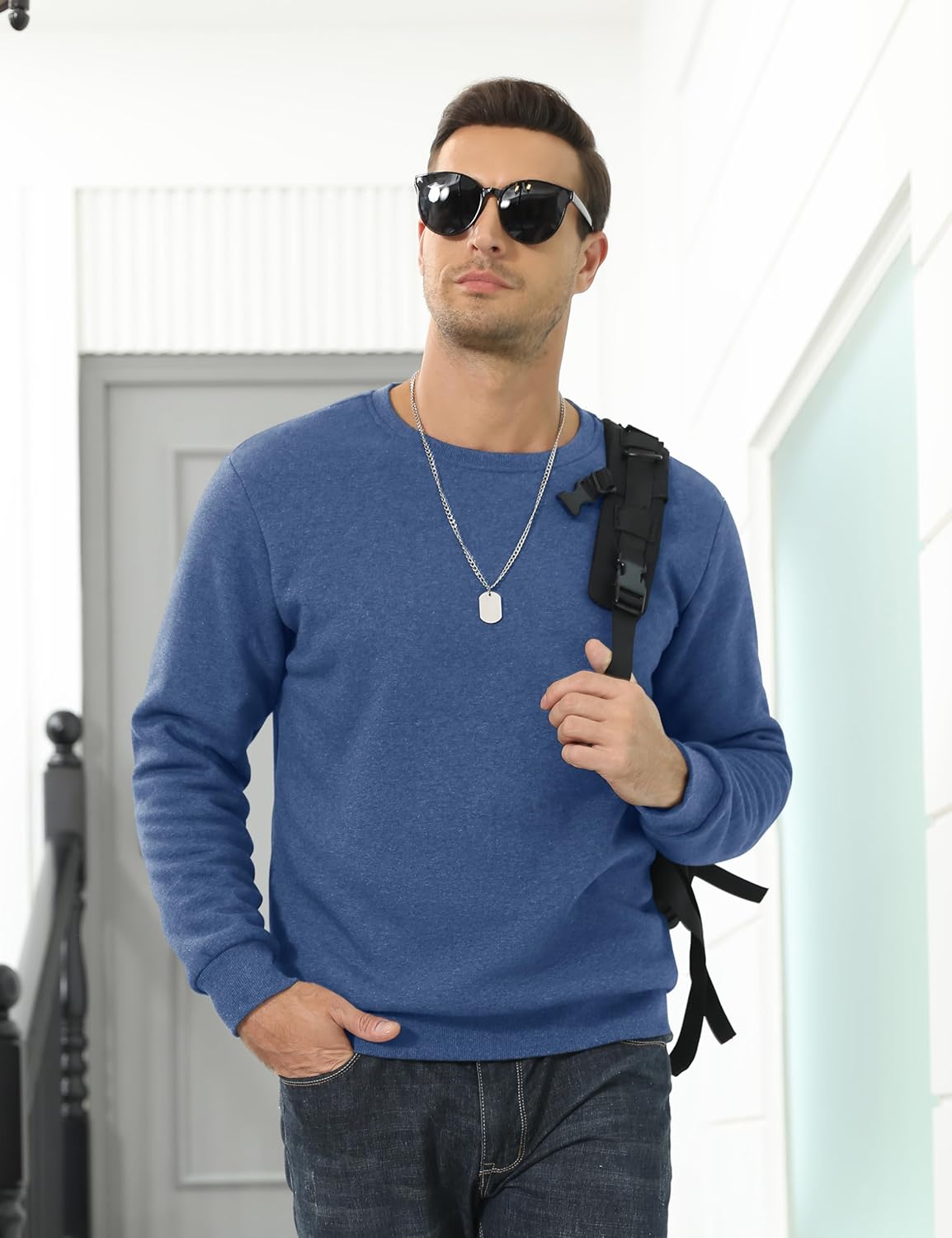 Men’s Sherpa Lined Sweatshirt Warm Heavyweight Fleece Pullover
