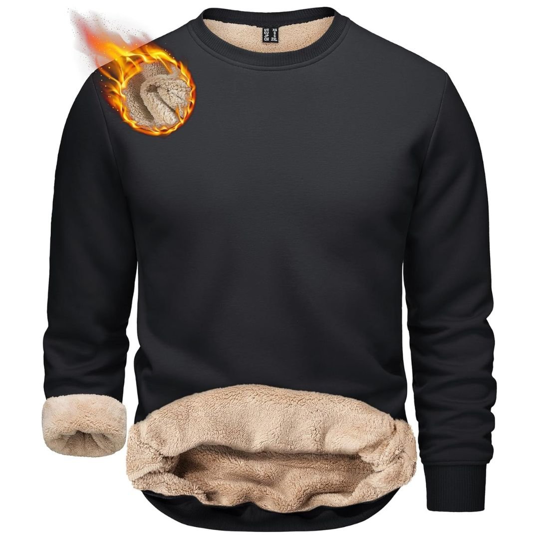 Men’s Sherpa Lined Sweatshirt Warm Heavyweight Fleece Pullover