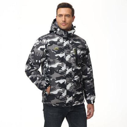 Men's Waterproof Fleece Lined Ski Jacket with Multiple Pockets