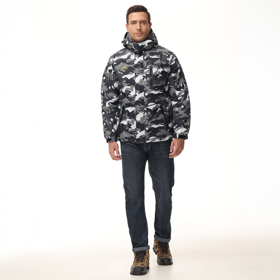 Men's Waterproof Fleece Lined Ski Jacket with Multiple Pockets