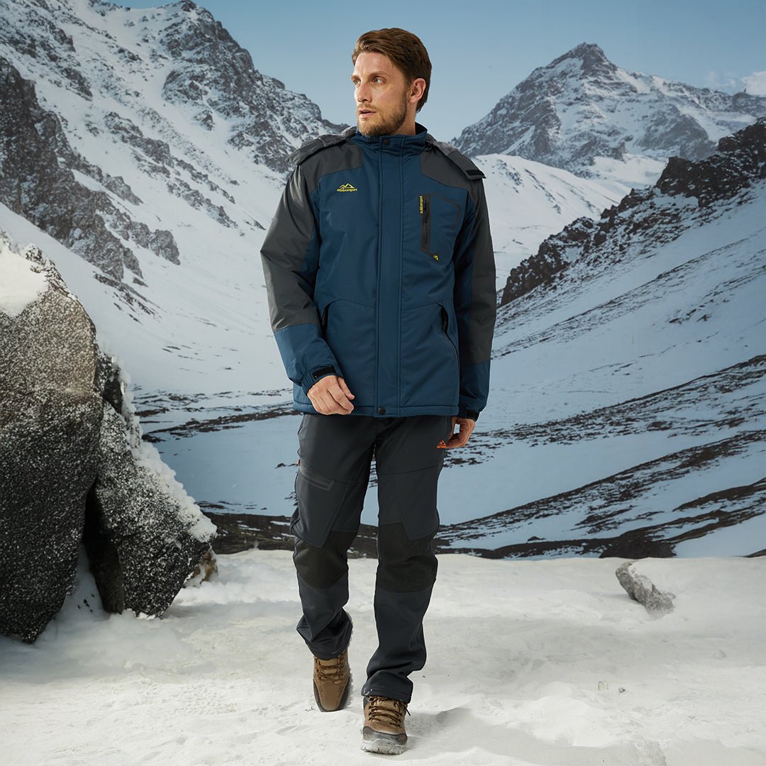 Men's Waterproof Fleece Lined Ski Jacket with Multiple Pockets