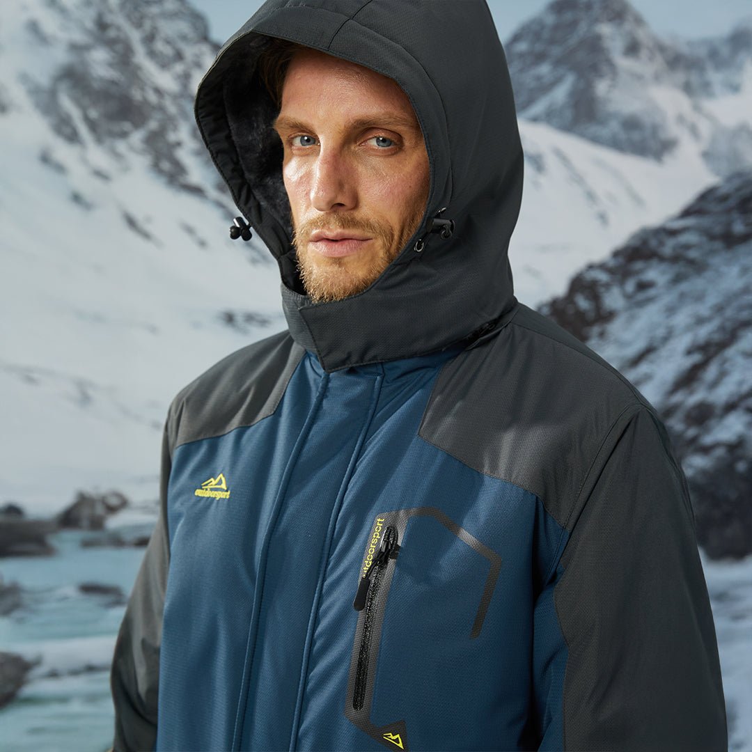 Men's Waterproof Fleece Lined Ski Jacket with Multiple Pockets