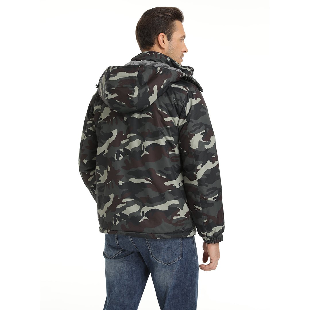 Men's Waterproof Fleece Lined Ski Jacket with Multiple Pockets