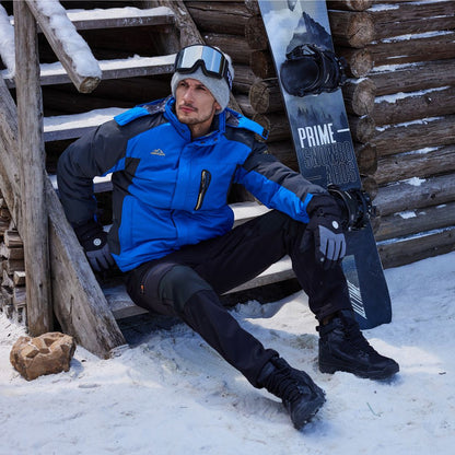 Men's Windproof Fleece Lined Ski Jacket with Multiple Pockets