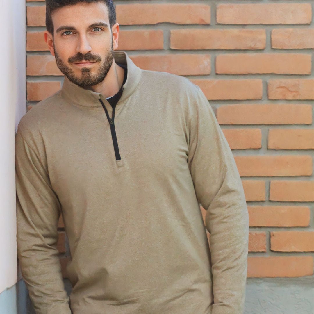 Men’s Quarter Zip Pullover Sweatshirt Long Sleeve Winter Fleece Lined Thermal