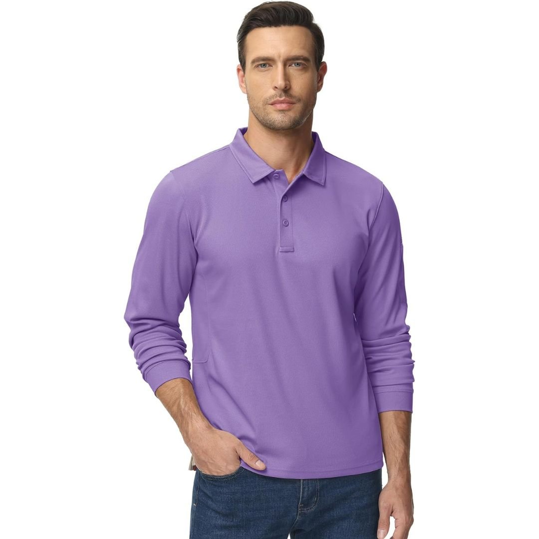 Men's Long Sleeve Quick Dry Tactical Performance Polo Shirt
