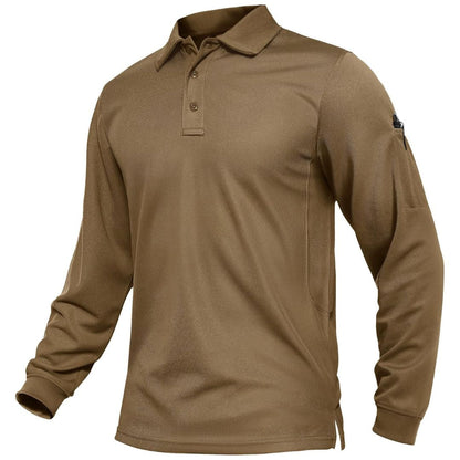 Men's Long Sleeve Quick Dry Tactical Performance Polo Shirt