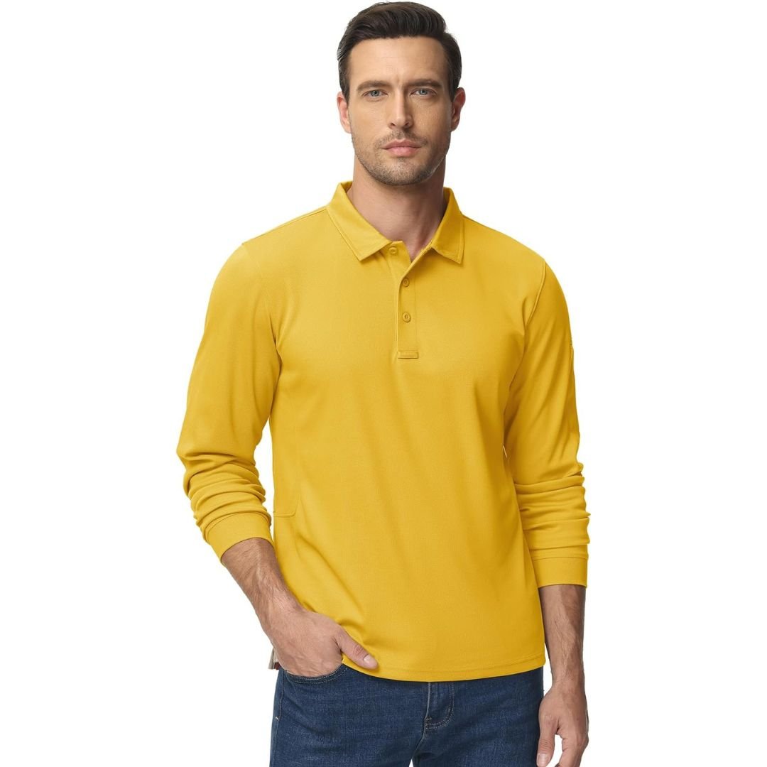 Men's Long Sleeve Quick Dry Tactical Performance Polo Shirt