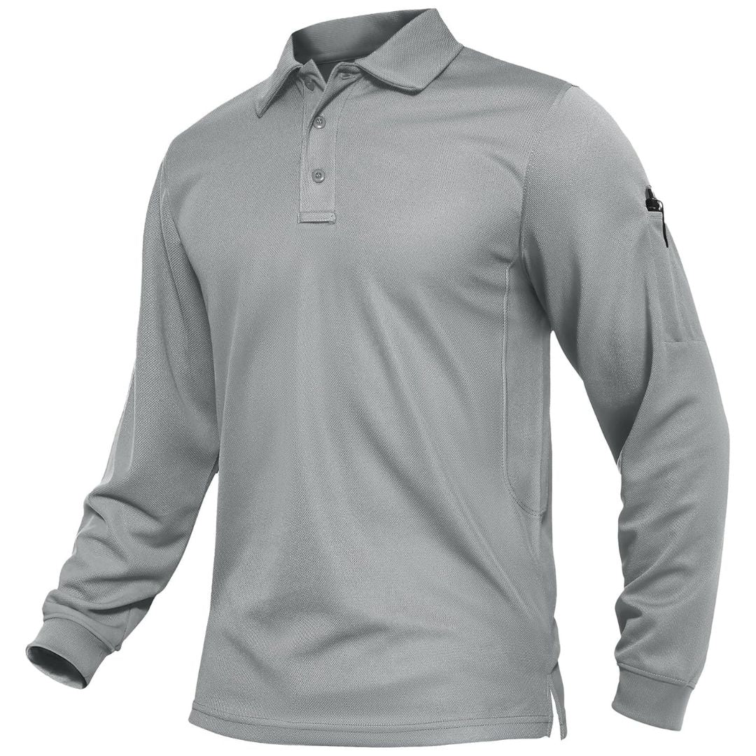 Men's Long Sleeve Quick Dry Tactical Performance Polo Shirt