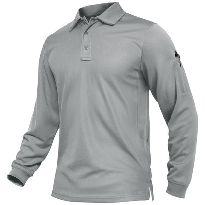 Men's Long Sleeve Quick Dry Tactical Performance Polo Shirt