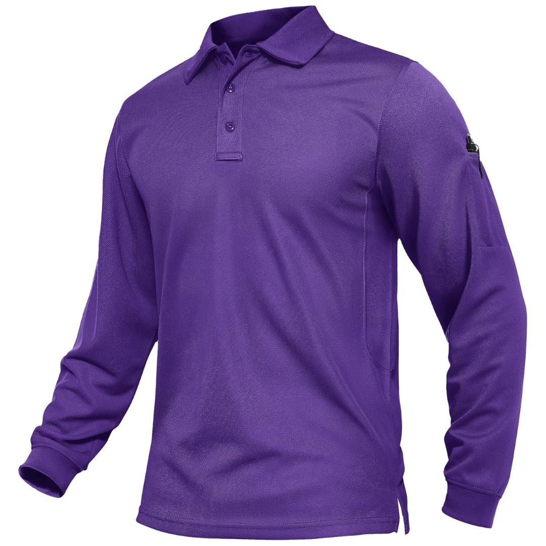 Men's Long Sleeve Quick Dry Tactical Performance Polo Shirt