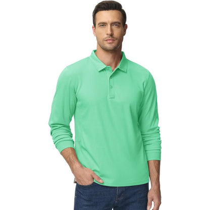 Men's Long Sleeve Quick Dry Tactical Performance Polo Shirt