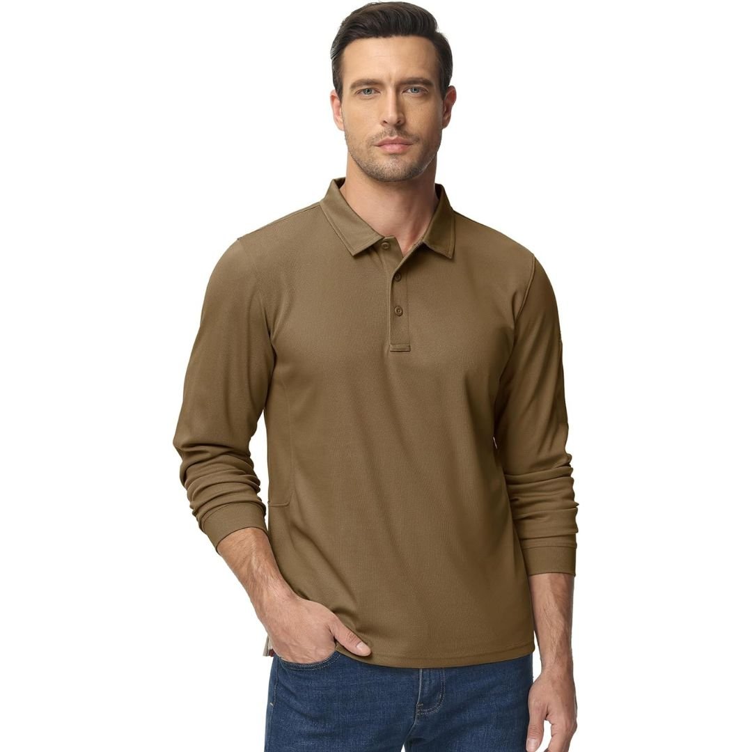 Men's Long Sleeve Quick Dry Tactical Performance Polo Shirt