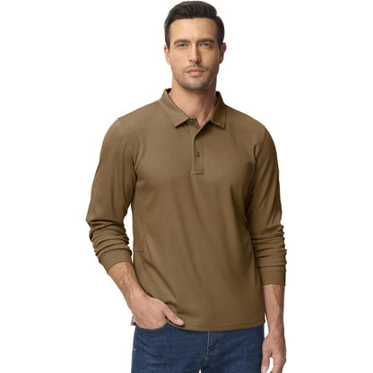 Men's Long Sleeve Quick Dry Tactical Performance Polo Shirt