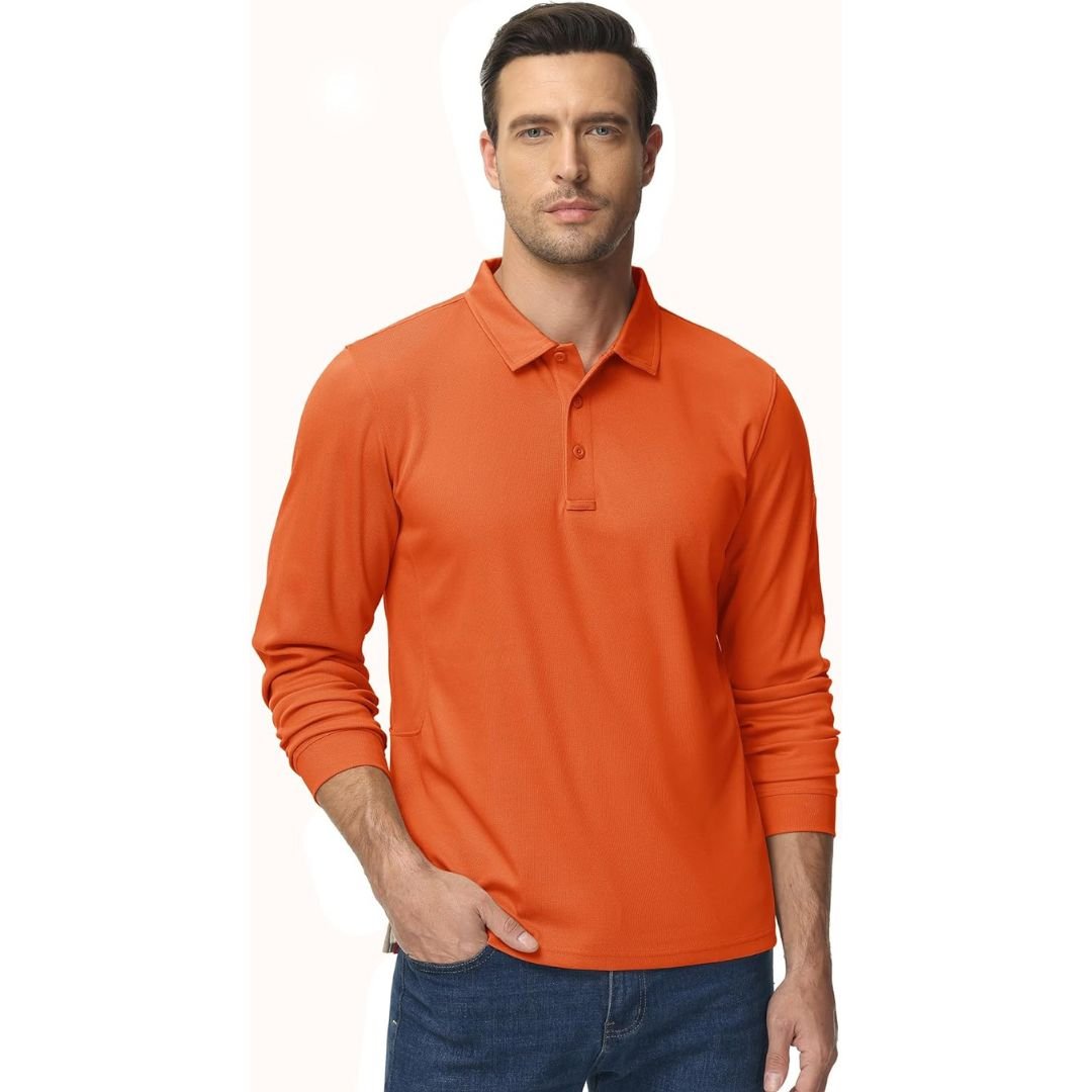 Men's Long Sleeve Quick Dry Tactical Performance Polo Shirt