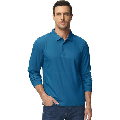 Men's Long Sleeve Quick Dry Tactical Performance Polo Shirt