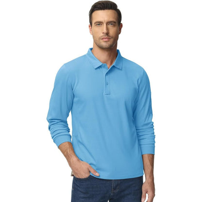 Men's Long Sleeve Quick Dry Tactical Performance Polo Shirt
