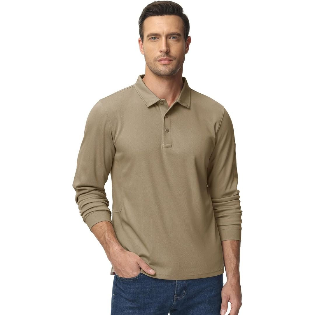 Men's Long Sleeve Quick Dry Tactical Performance Polo Shirt