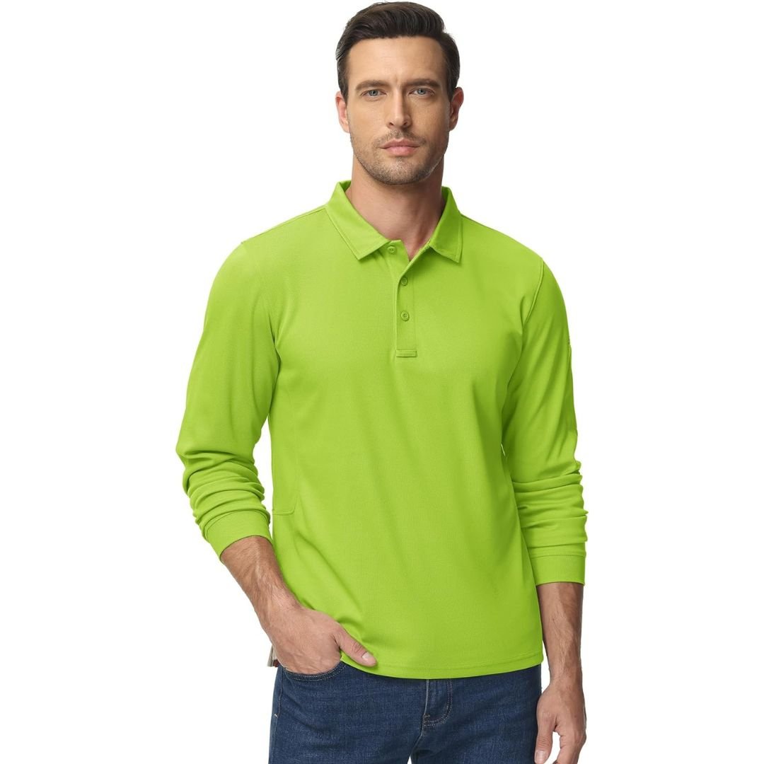 Men's Long Sleeve Quick Dry Tactical Performance Polo Shirt