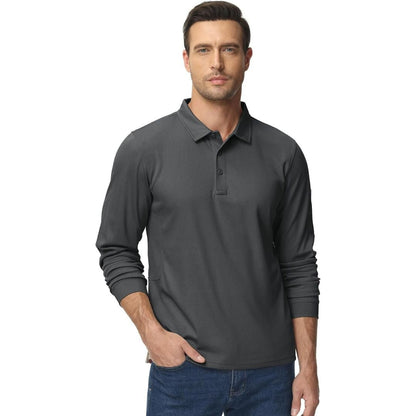 Men's Long Sleeve Quick Dry Tactical Performance Polo Shirt