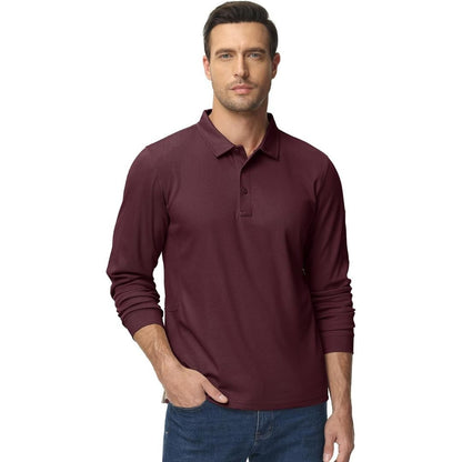 Men's Long Sleeve Quick Dry Tactical Performance Polo Shirt