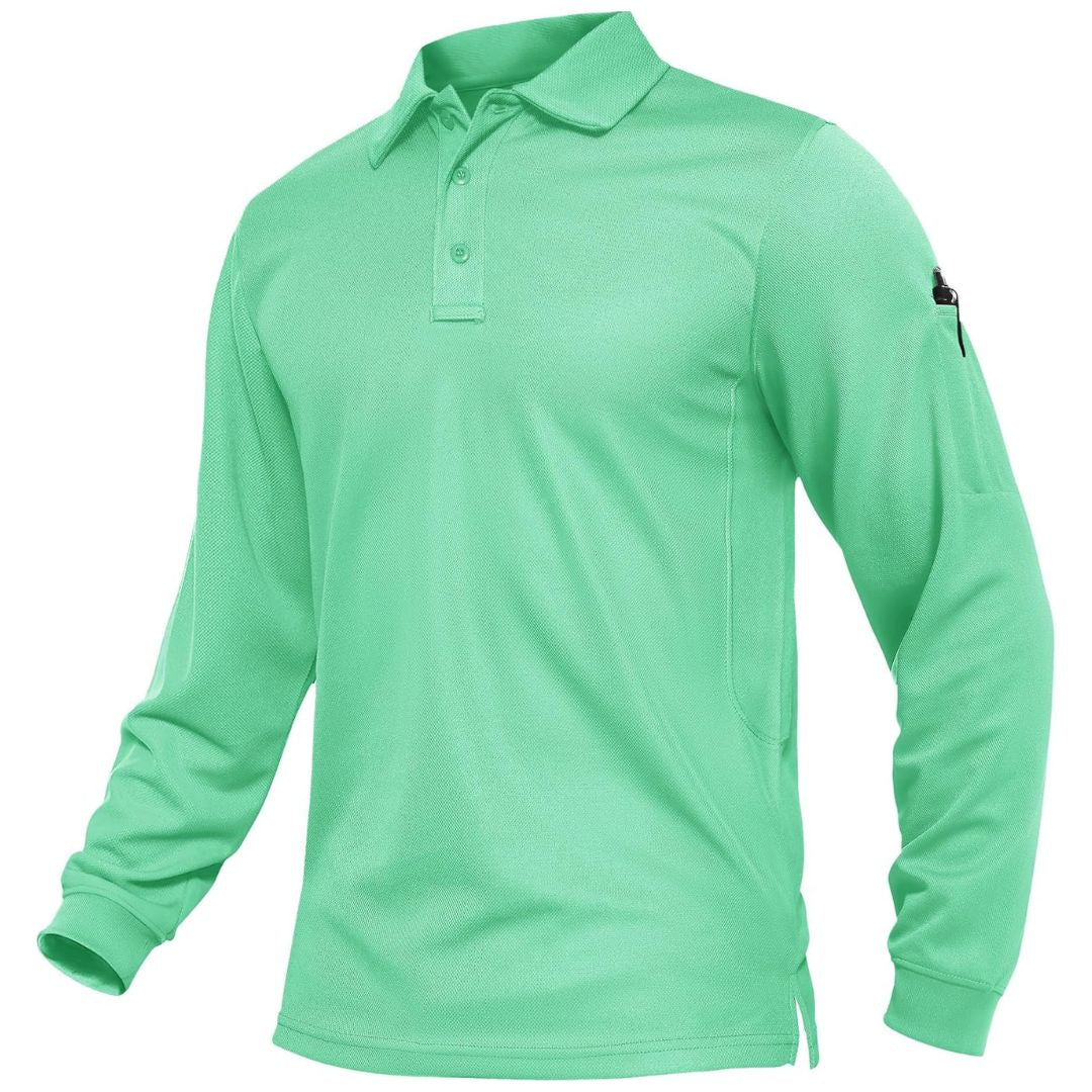 Men's Long Sleeve Quick Dry Tactical Performance Polo Shirt