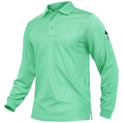 Men's Long Sleeve Quick Dry Tactical Performance Polo Shirt