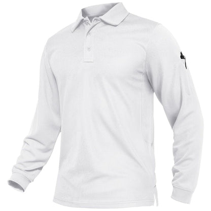 Men's Long Sleeve Quick Dry Tactical Performance Polo Shirt