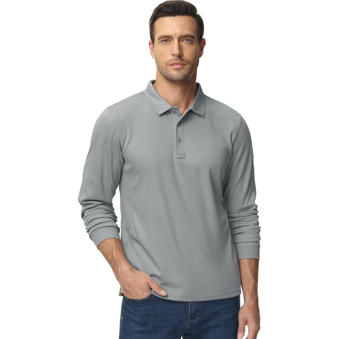 Men's Long Sleeve Quick Dry Tactical Performance Polo Shirt