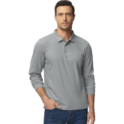 Men's Long Sleeve Quick Dry Tactical Performance Polo Shirt