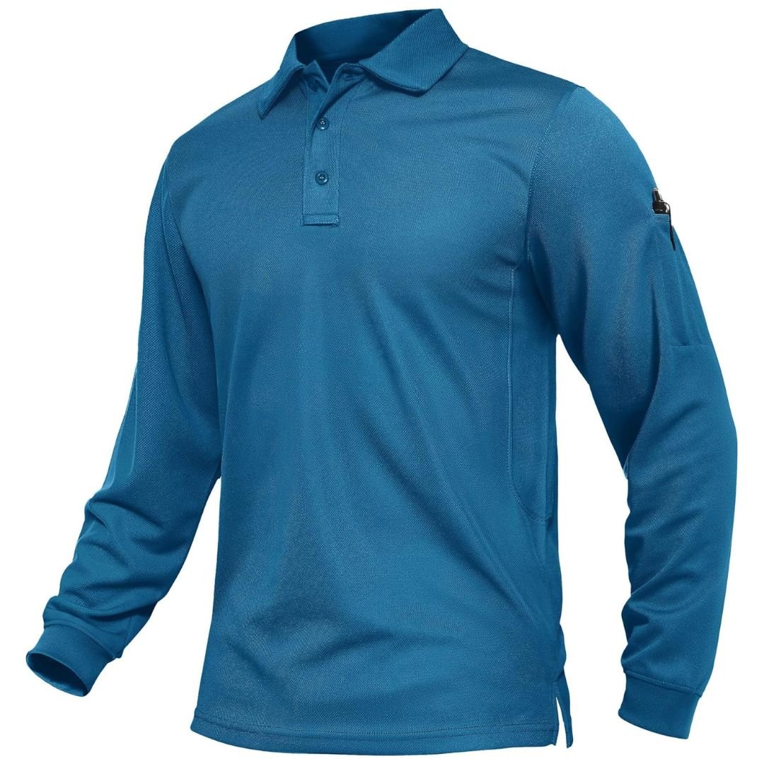 Men's Long Sleeve Quick Dry Tactical Performance Polo Shirt