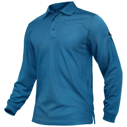 Men's Long Sleeve Quick Dry Tactical Performance Polo Shirt