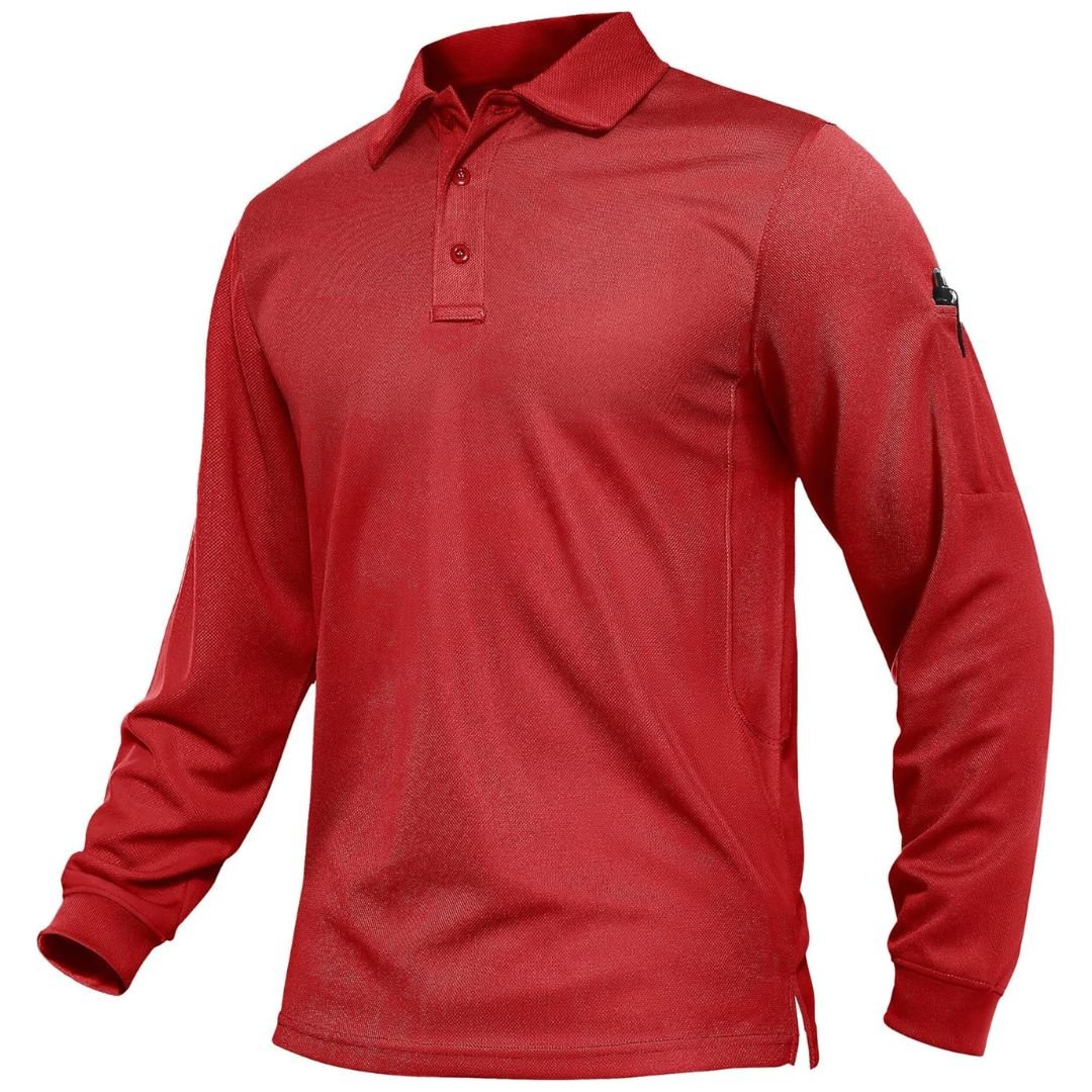 Men's Long Sleeve Quick Dry Tactical Performance Polo Shirt