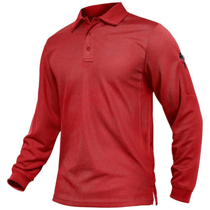 Men's Long Sleeve Quick Dry Tactical Performance Polo Shirt