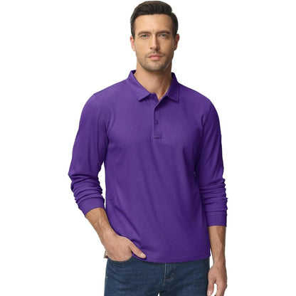 Men's Long Sleeve Quick Dry Tactical Performance Polo Shirt