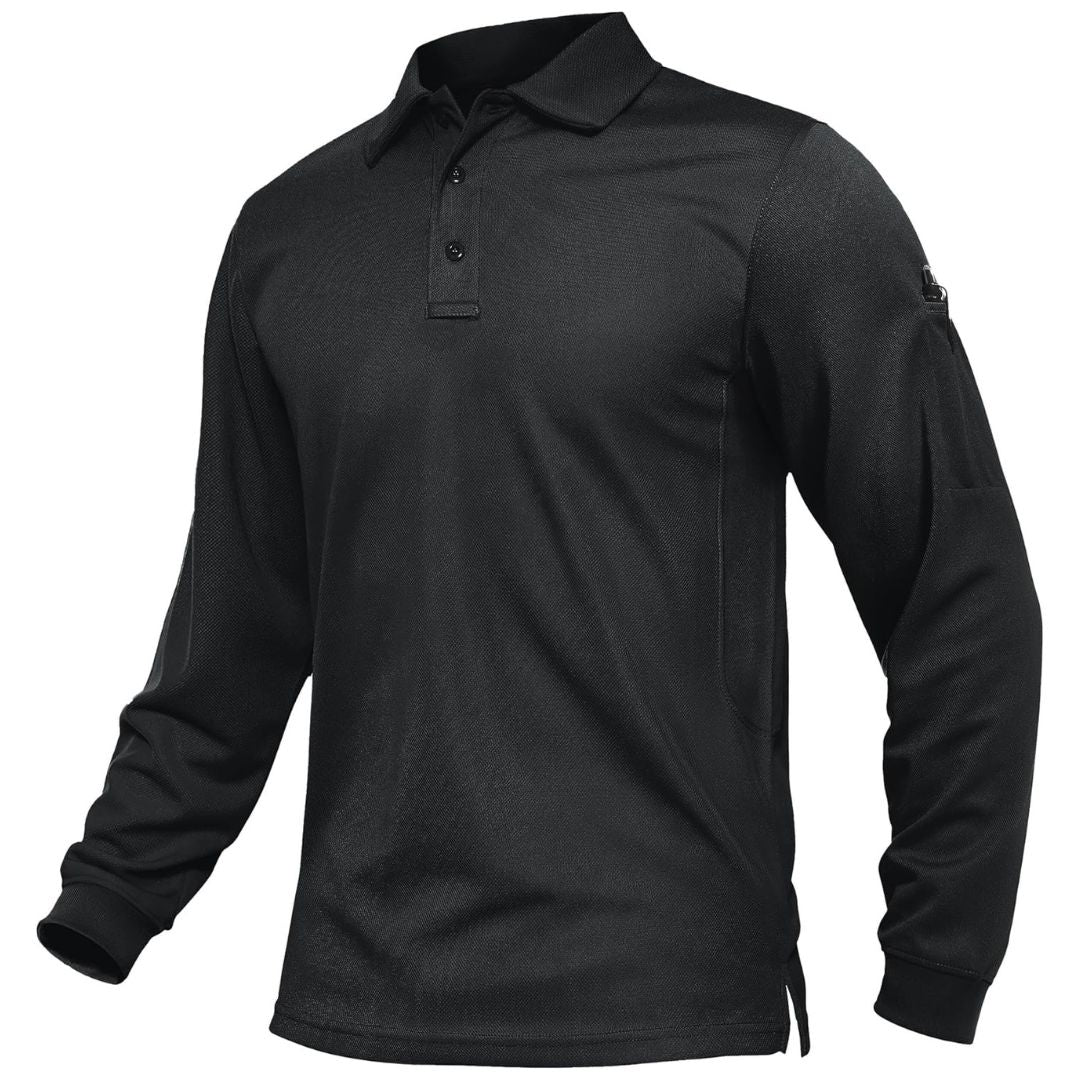 Men's Long Sleeve Quick Dry Tactical Performance Polo Shirt