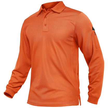 Men's Long Sleeve Quick Dry Tactical Performance Polo Shirt