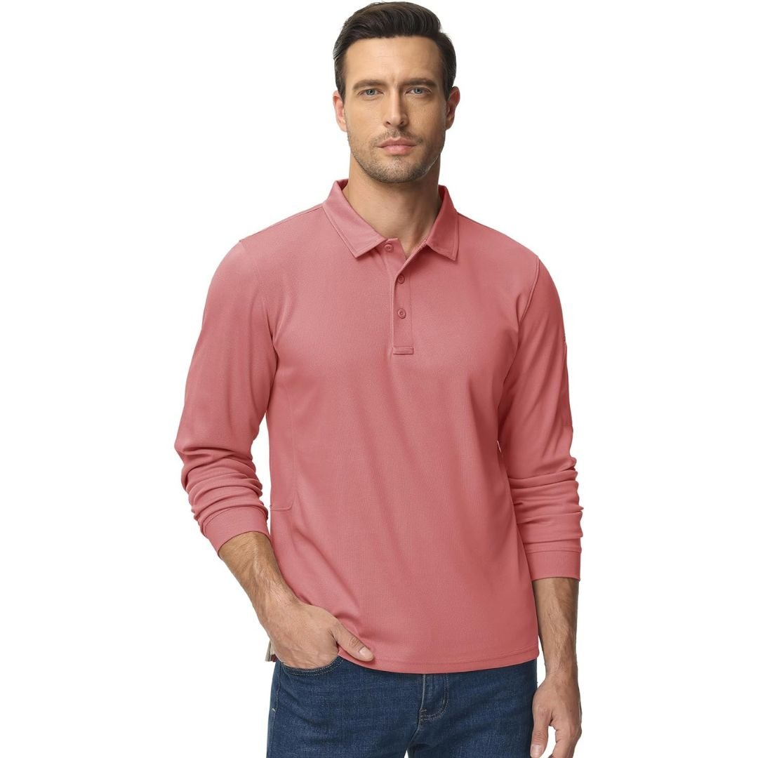 Men's Long Sleeve Quick Dry Tactical Performance Polo Shirt