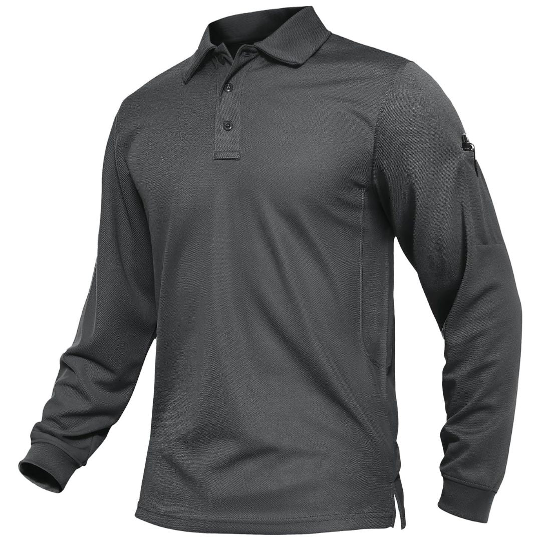 Men's Long Sleeve Quick Dry Tactical Performance Polo Shirt