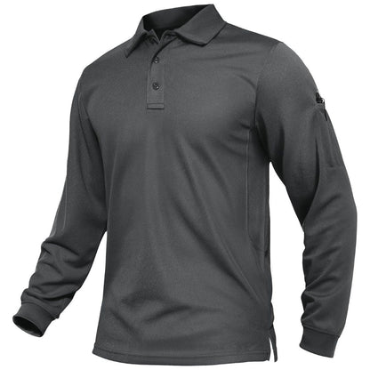 Men's Long Sleeve Quick Dry Tactical Performance Polo Shirt